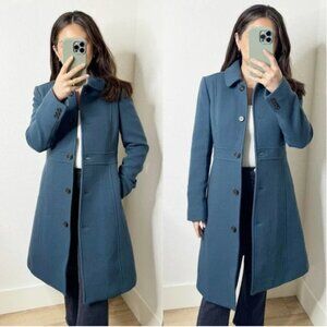 J. Crew Teal Blue Wool-Blend Single-Breasted Coat